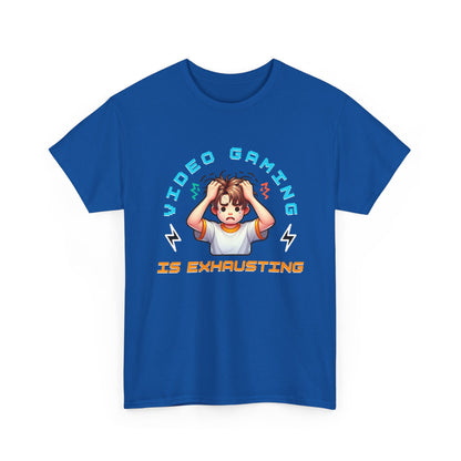 Gaming T‑Shirt — "Video Gaming Is Exhausting" Cute Anime Gamer Tee