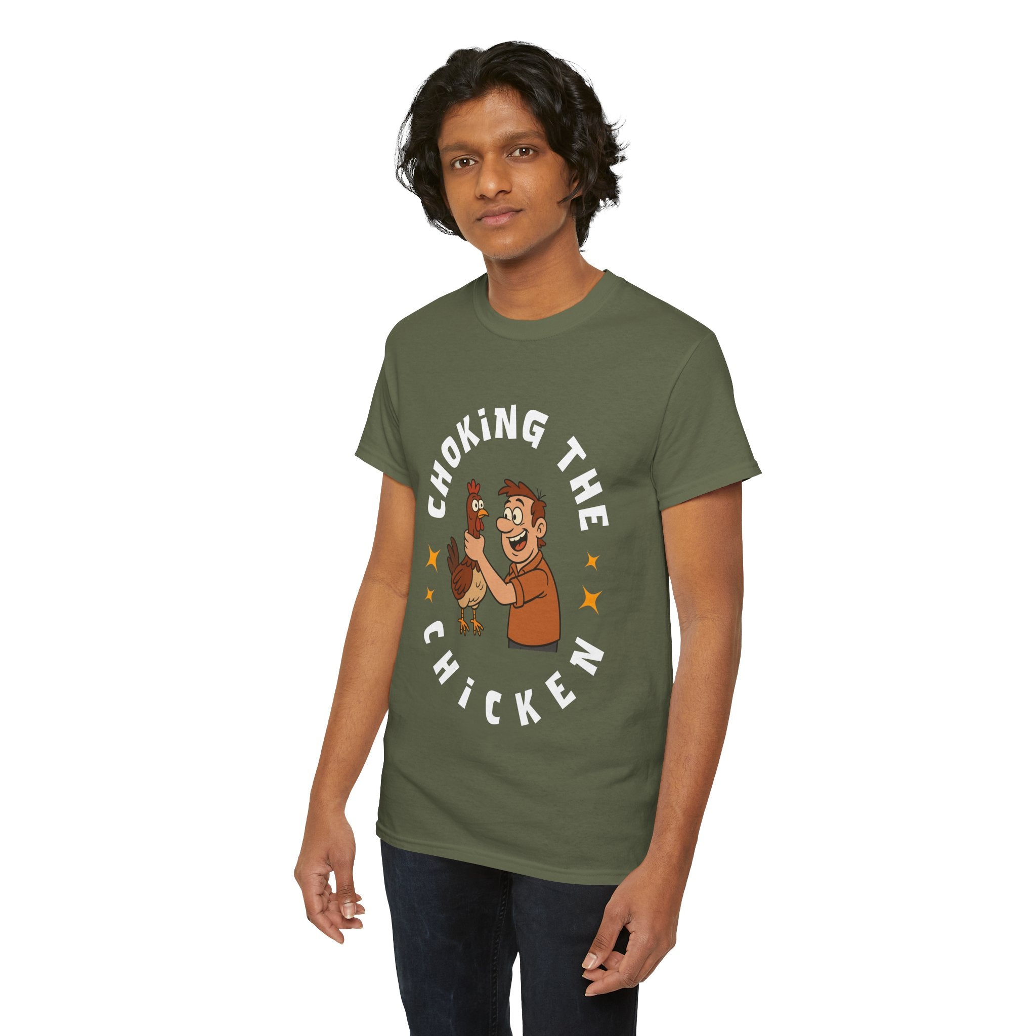 Choking the Chicken T-Shirt — Funny Retro Chicken Holding Graphic Tee