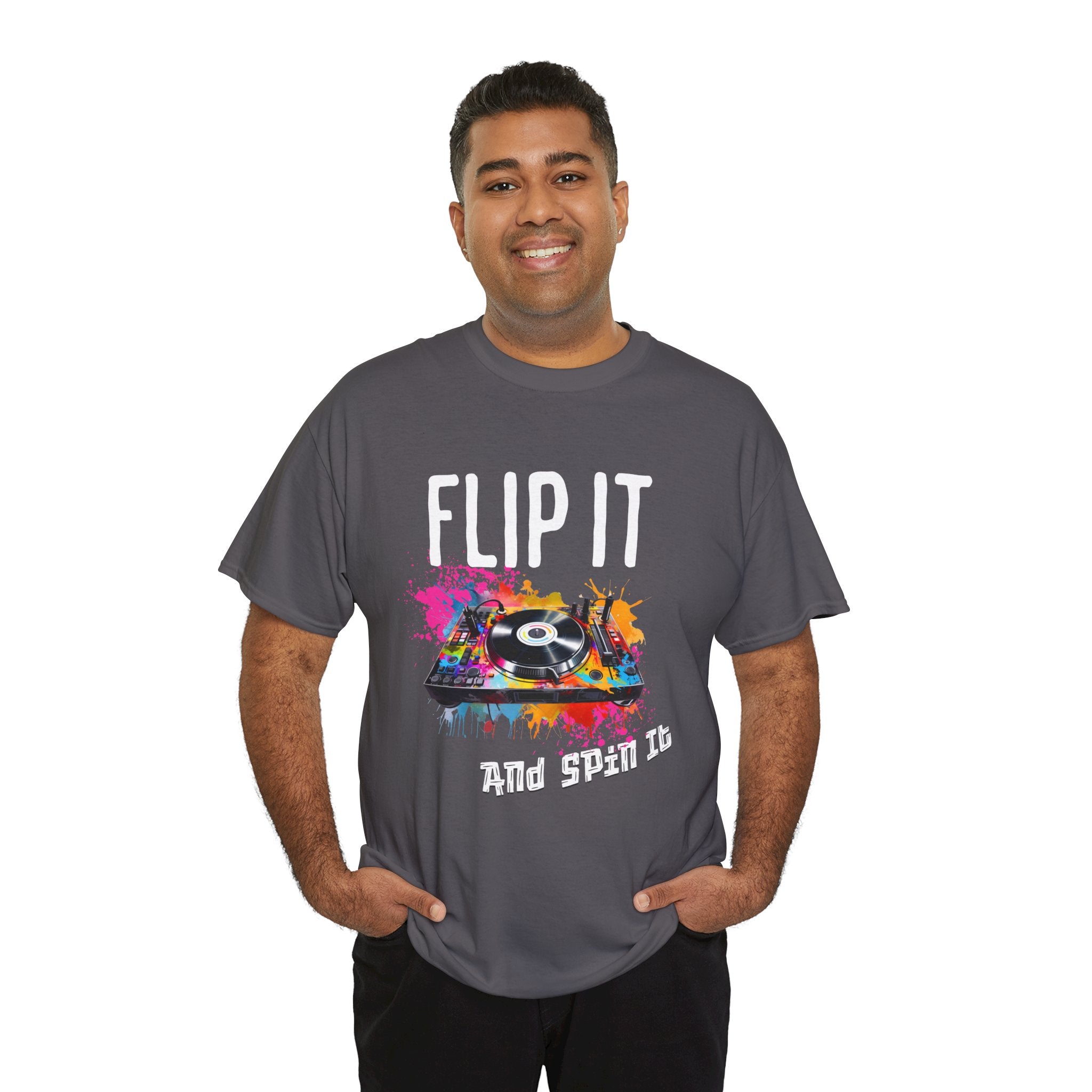 Flip &amp; Spin the Record Unisex Heavy Cotton Tee