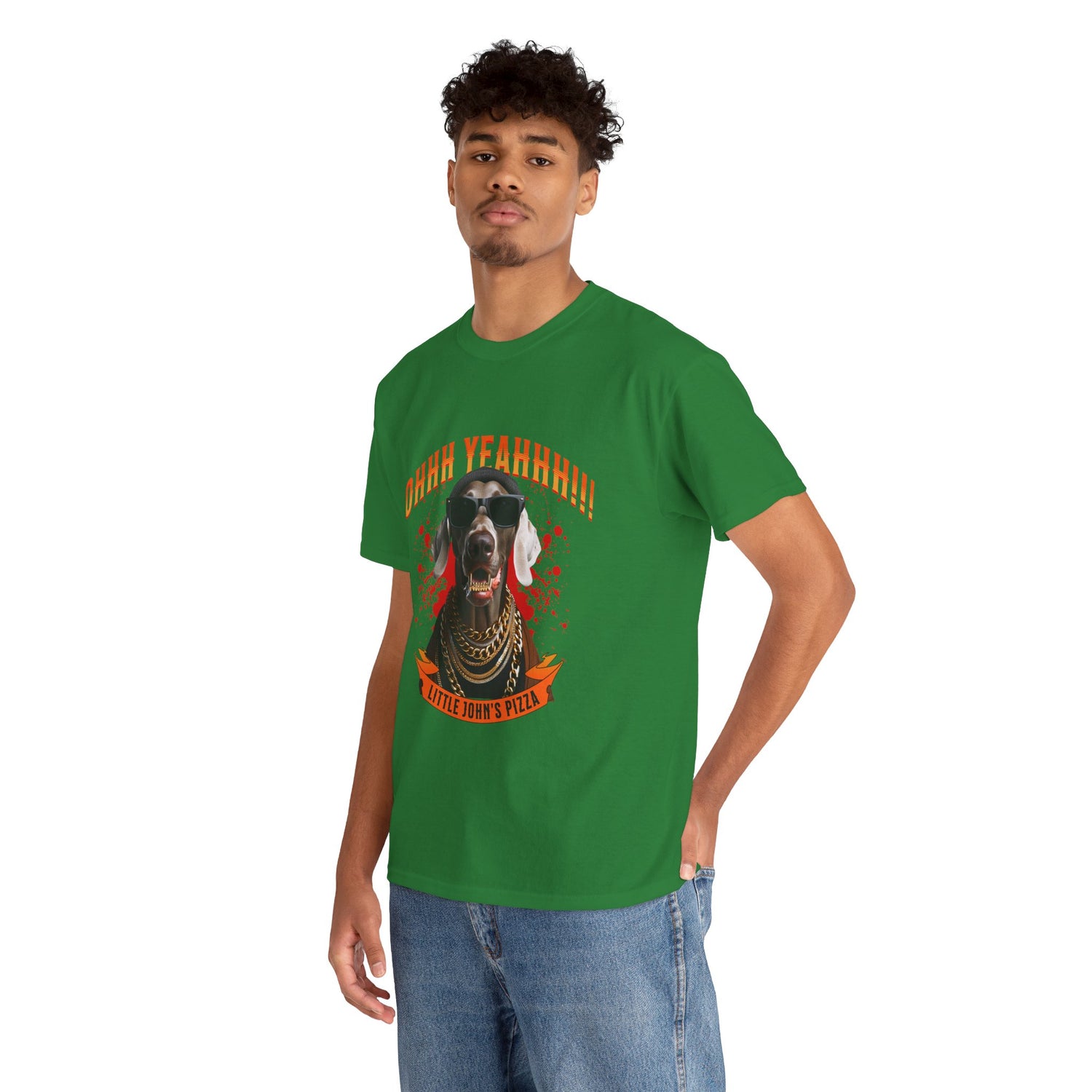 Little Johns Pizza Lover Unisex Tee, Ohhh Yeahhh Graphic Tee, Funny Dog T-Shirt, Food Lover Gift, Unisex Cotton Shirt
