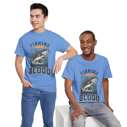 Fishing Is My Blood T-Shirt — Retro Bass Graphic Tee for Anglers