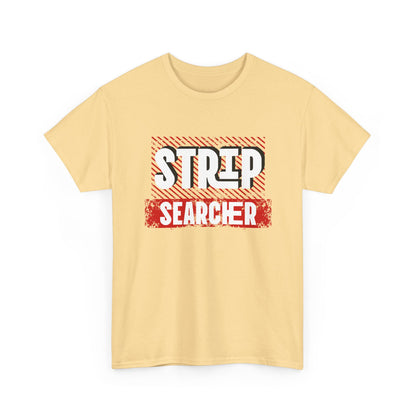 Step Searcher Graphic Tee — Vintage Red Stamped Design