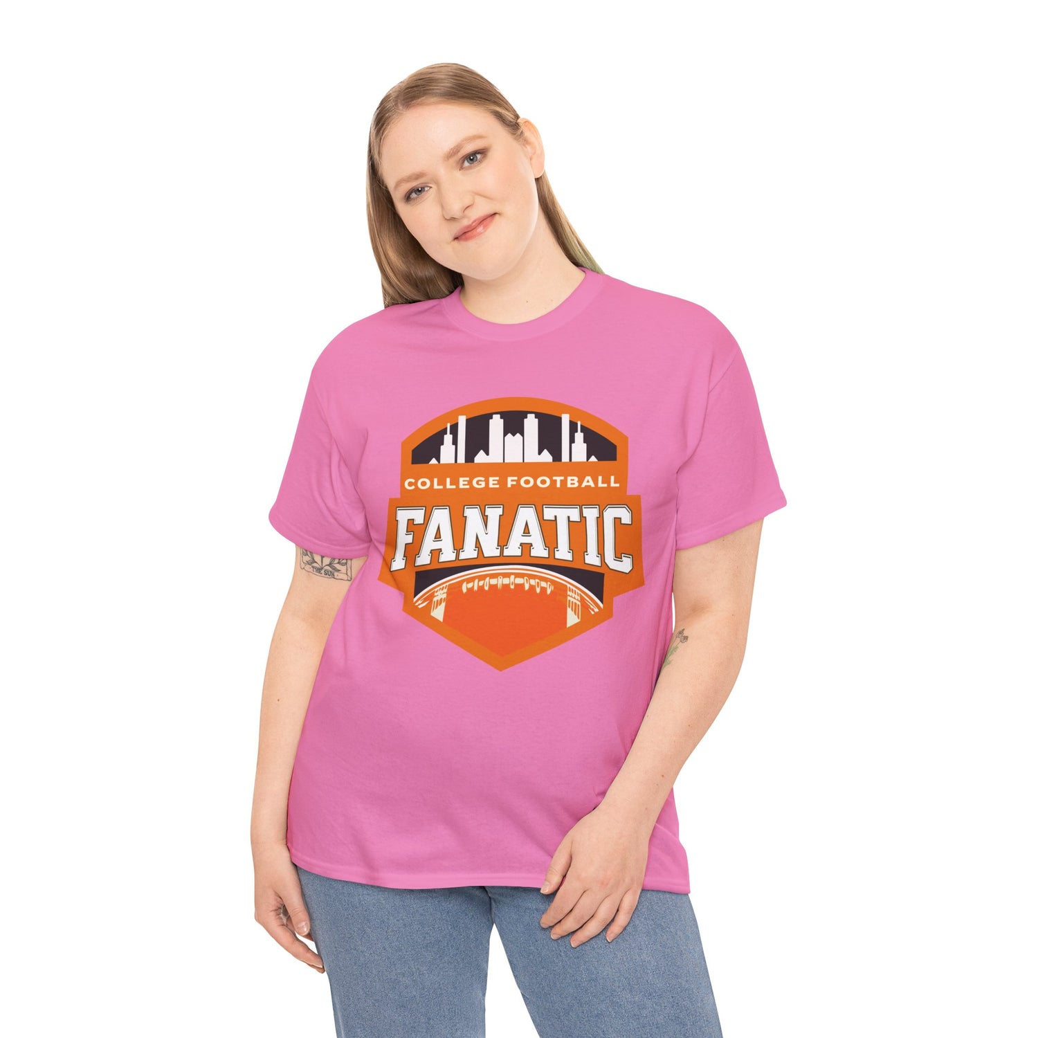 College Football Fanatic T-Shirt — Retro Orange Football Badge Tee