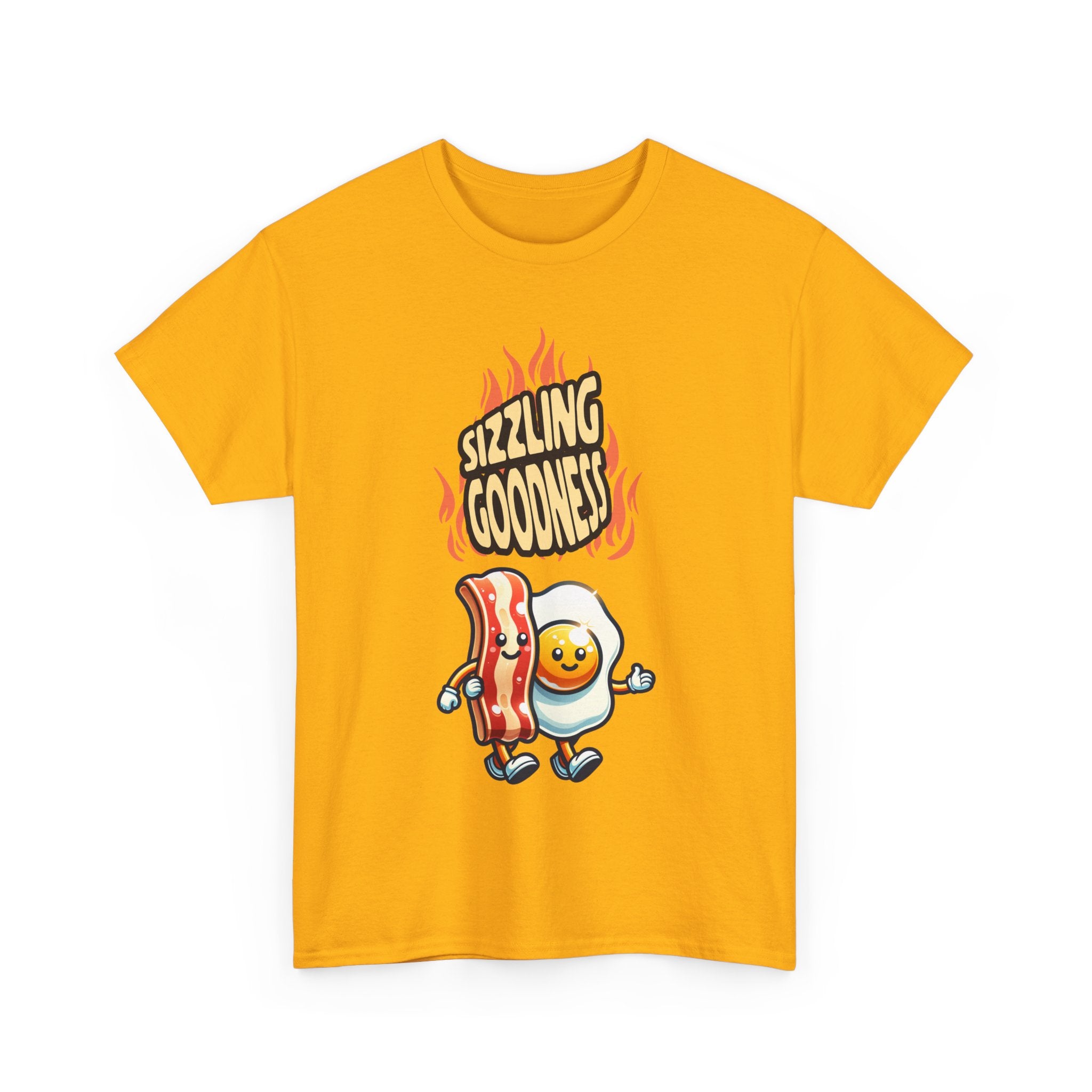 Sizzling Goodness Breakfast T-Shirt — Bacon &amp; Egg Cartoon Tee