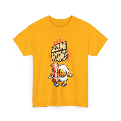 Sizzling Goodness Breakfast T-Shirt — Bacon &amp; Egg Cartoon Tee