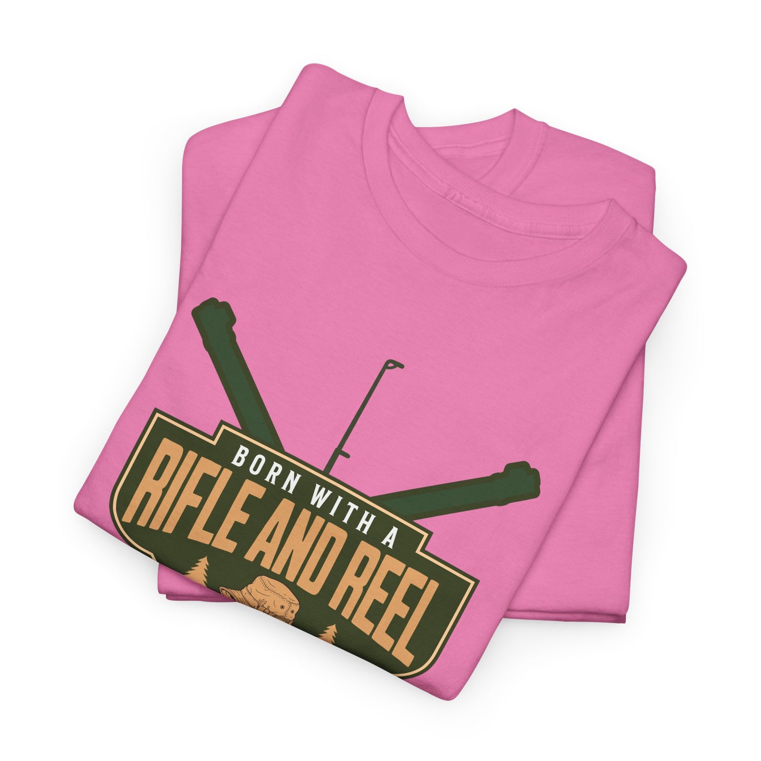 Rifle and Reel T-Shirt — "Born With a Rifle and Reel" Hunting &amp; Fishing Graphic Tee