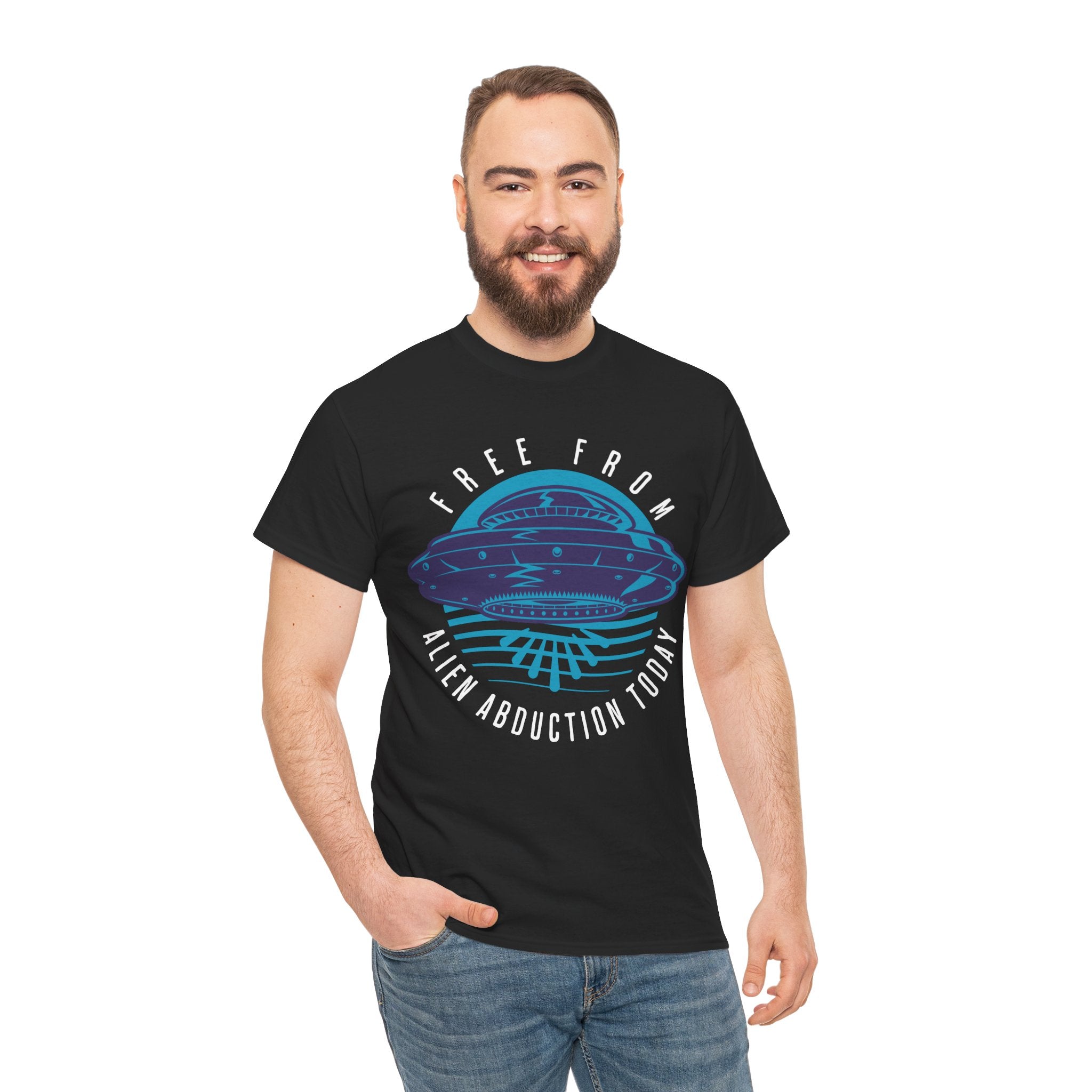 Alien Abduction Tee — "Free From Alien Abduction Today" UFO Graphic Shirt