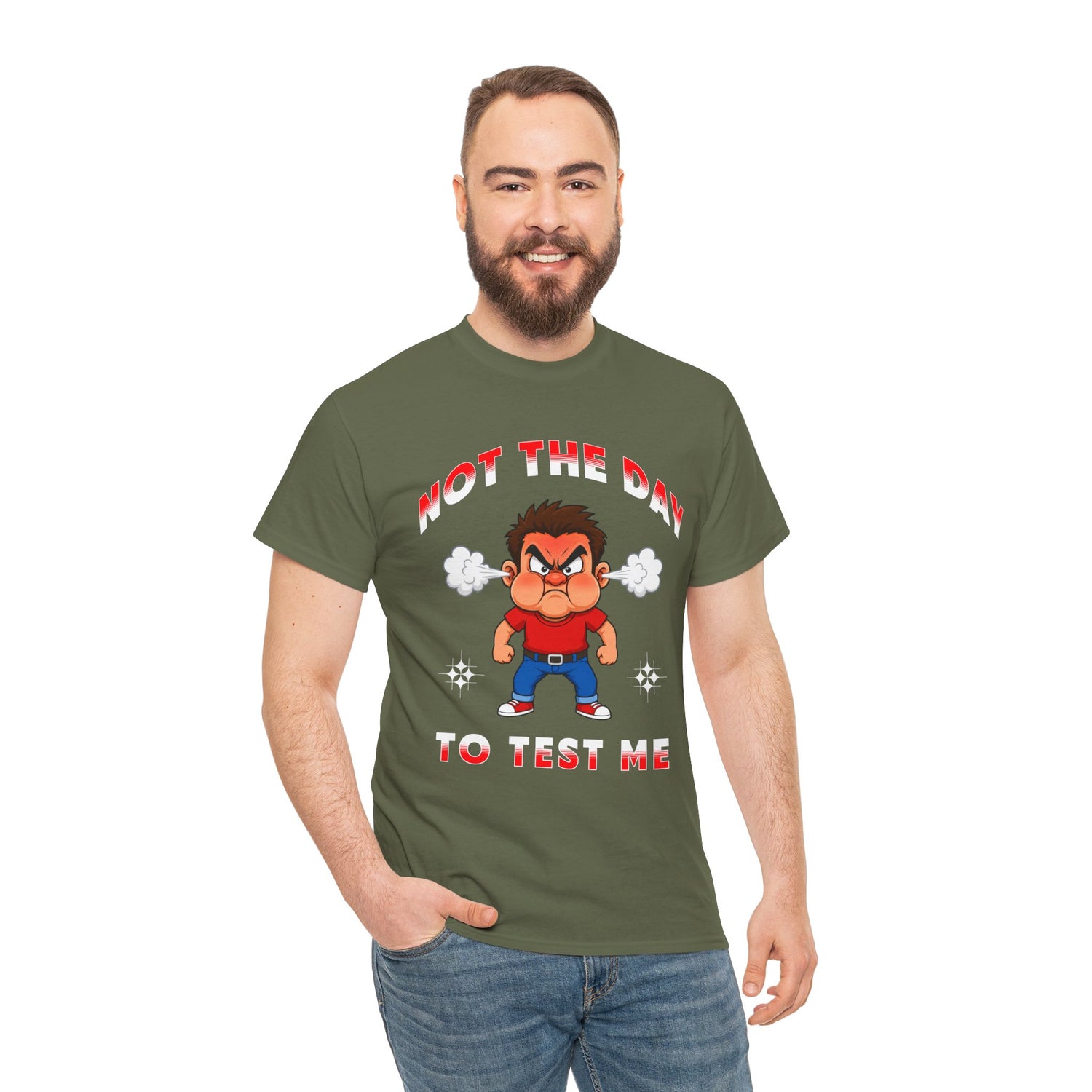 Not The Day To Test Me – Funny Angry Cartoon T-Shirt