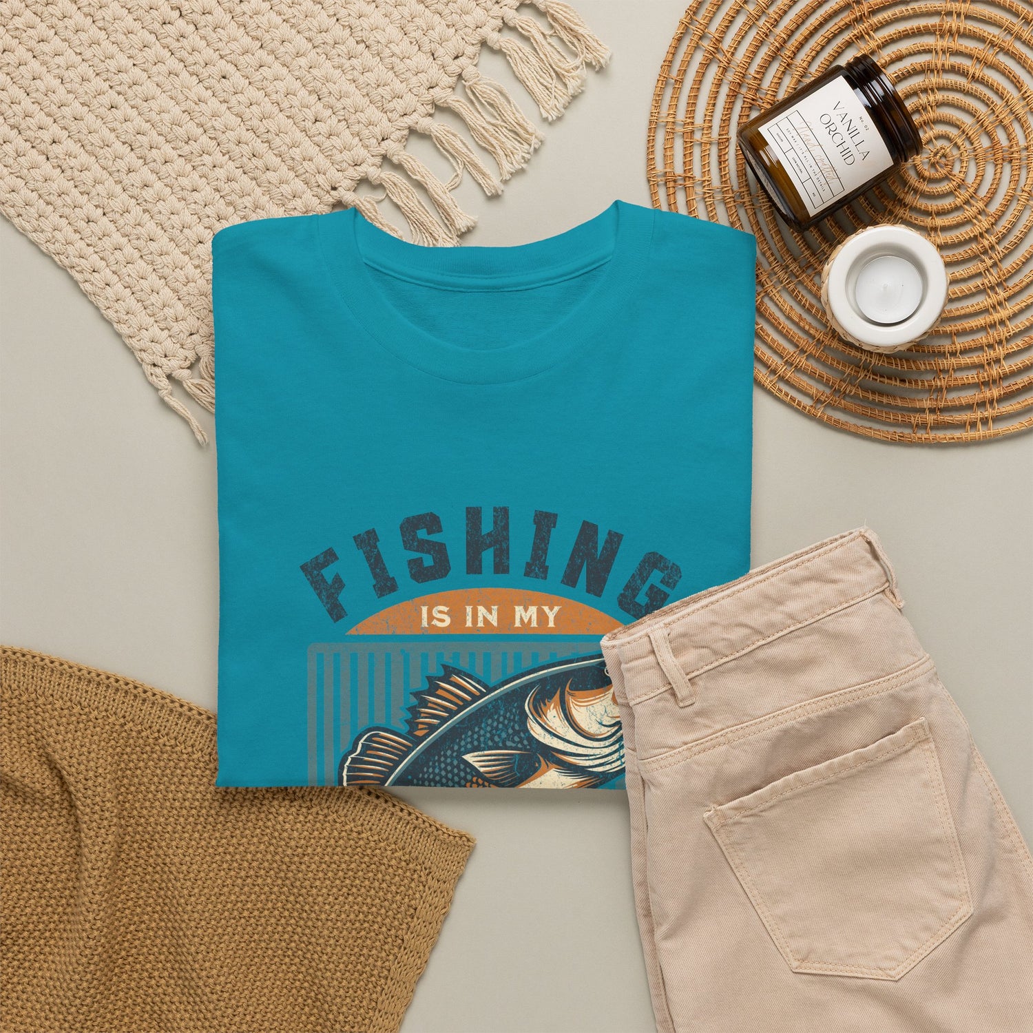 Fishing Is My Blood T-Shirt — Retro Bass Graphic Tee for Anglers