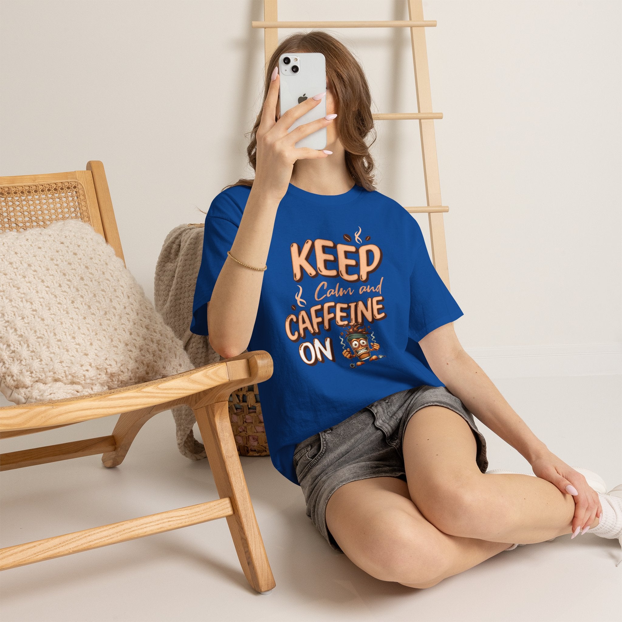 Keep Calm And Caffeine On – Funny Coffee Lover T-Shirt