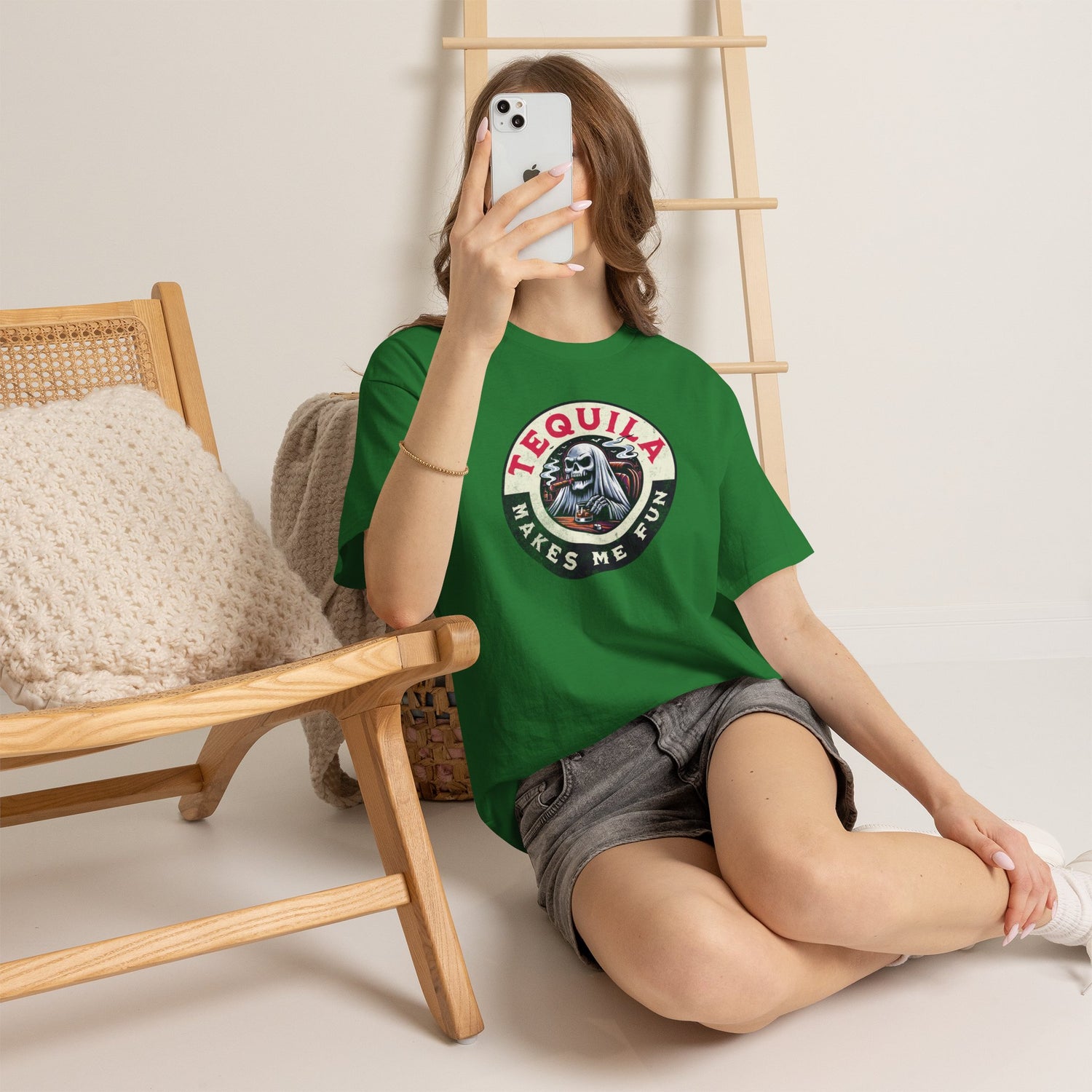 Tequila Makes Me Fun T-Shirt – Funny Party Graphic Tee with Skull &amp; Bottle Design