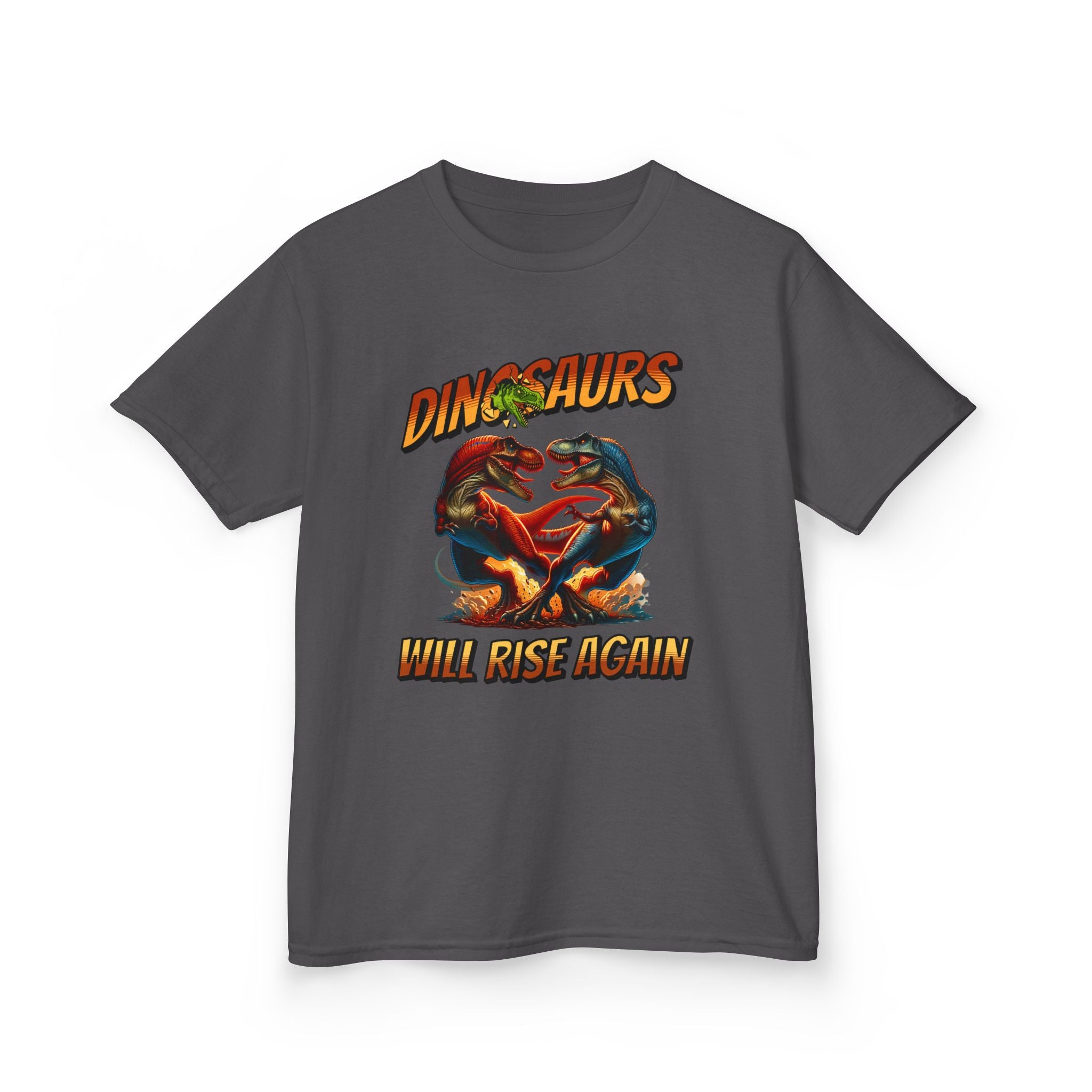 Kids Tee — "Dinosaurs Will Rise Again" Retro T-Rex Graphic