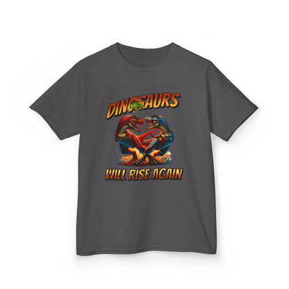 Kids Tee — "Dinosaurs Will Rise Again" Retro T-Rex Graphic