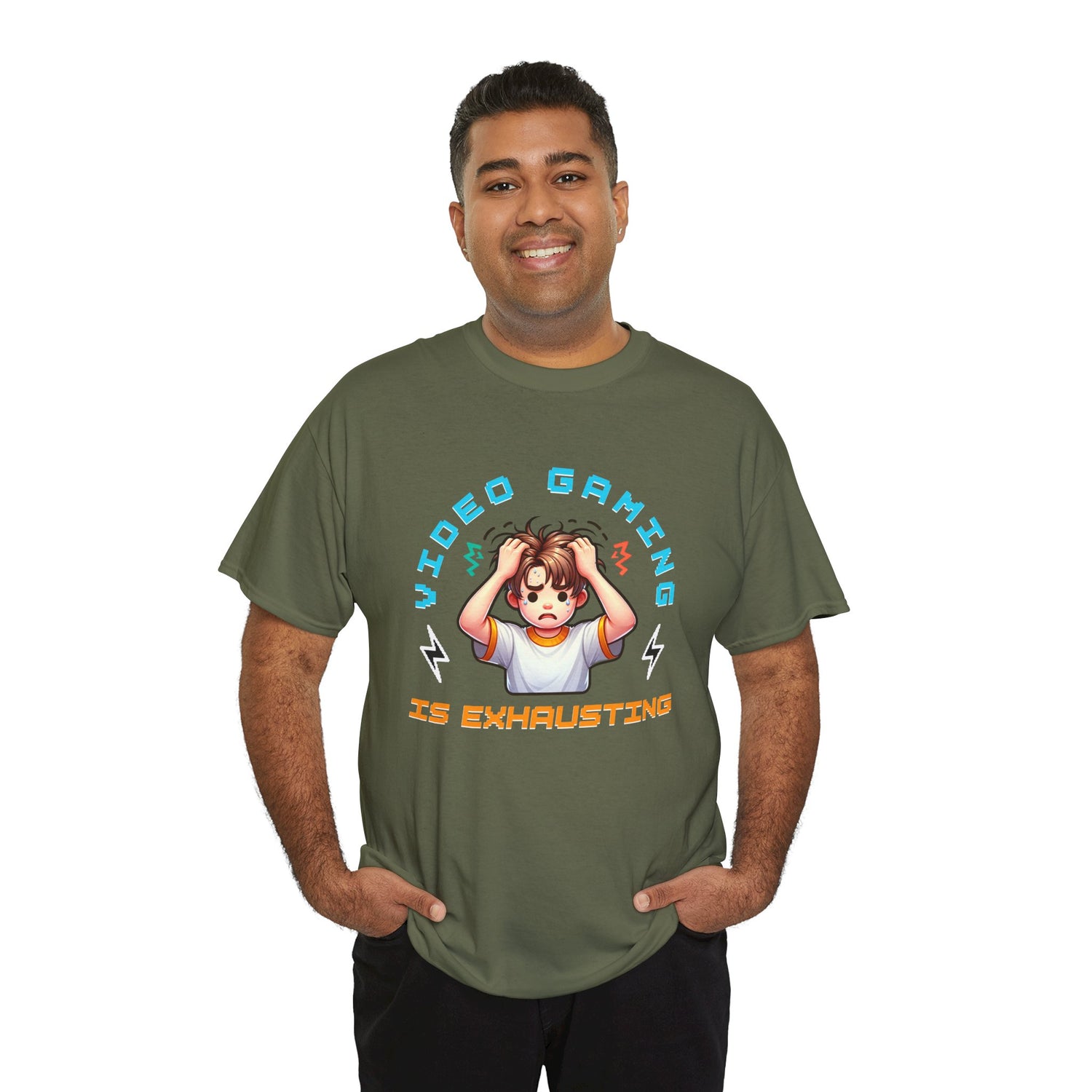 Gaming T‑Shirt — "Video Gaming Is Exhausting" Cute Anime Gamer Tee