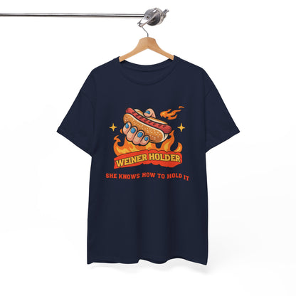 Funny Hot Dog T-Shirt — Weiner Holder Adult-Themed Tee