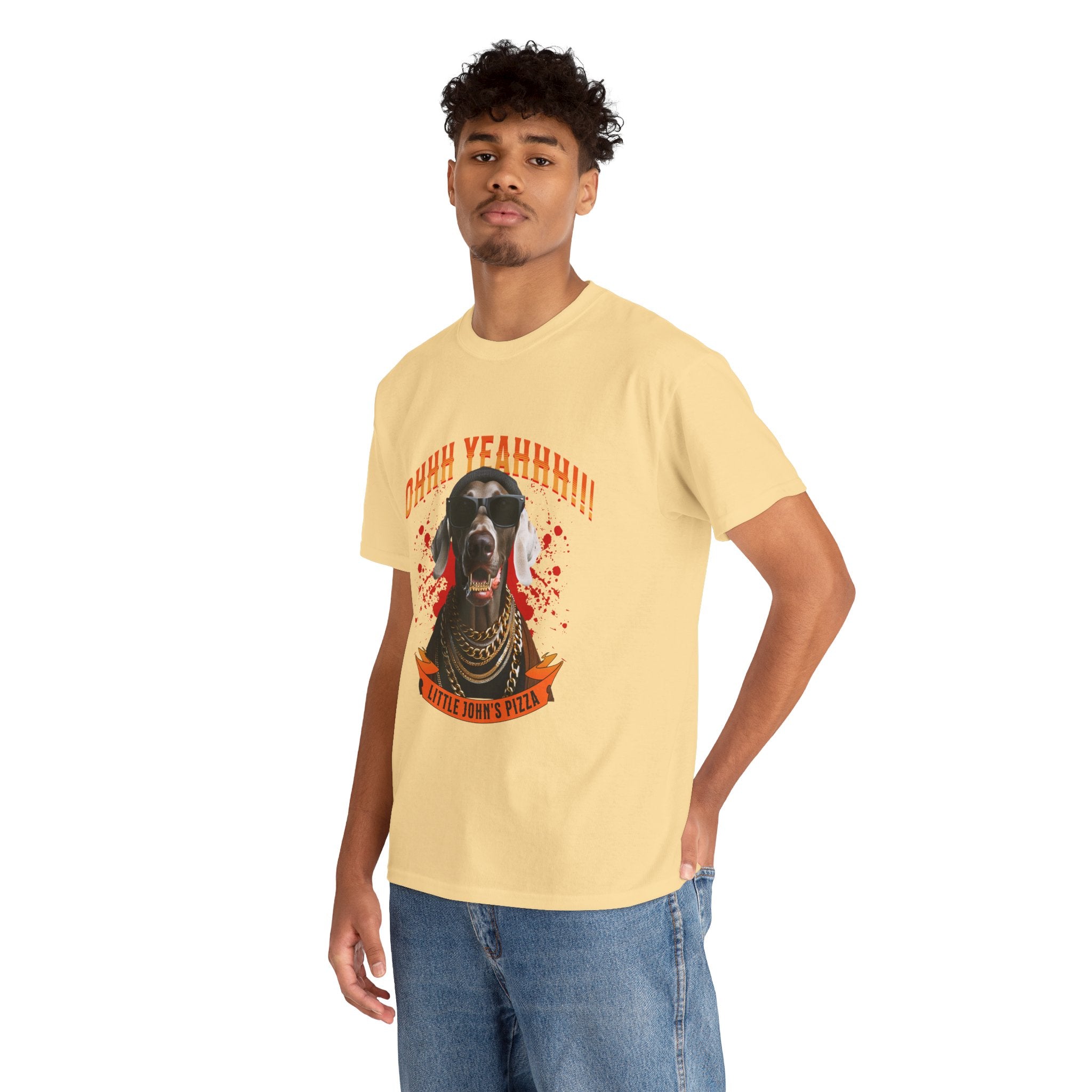 Little Johns Pizza Lover Unisex Tee, Ohhh Yeahhh Graphic Tee, Funny Dog T-Shirt, Food Lover Gift, Unisex Cotton Shirt