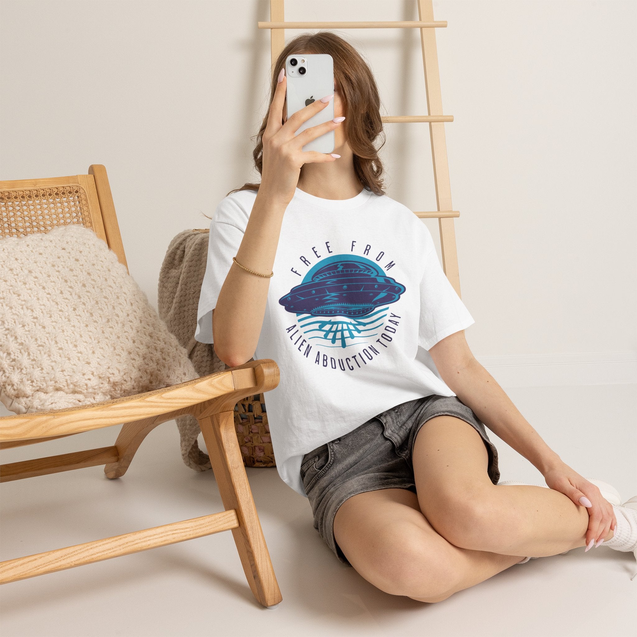 Alien Abduction Tee — "Free From Alien Abduction Today" UFO Graphic Shirt
