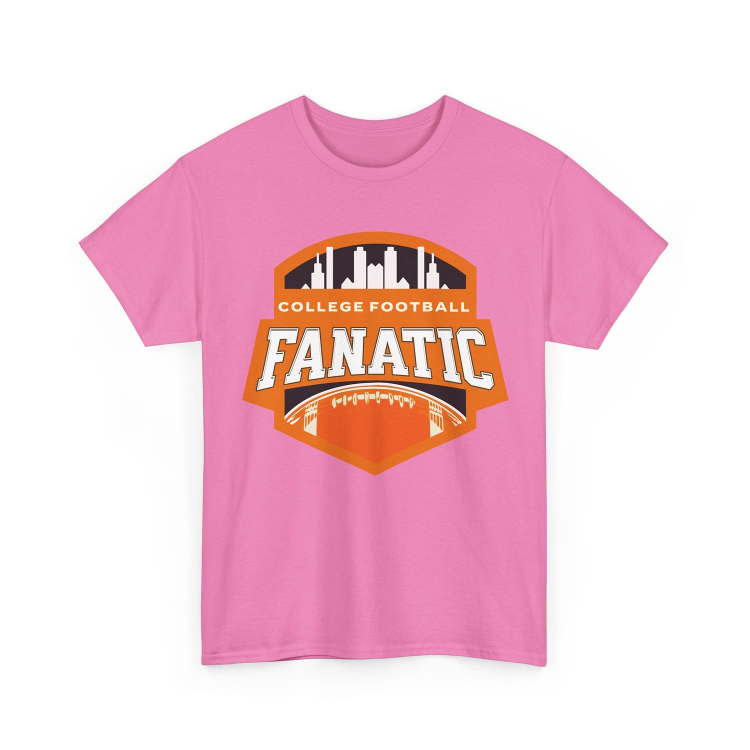 College Football Fanatic T-Shirt — Retro Orange Football Badge Tee