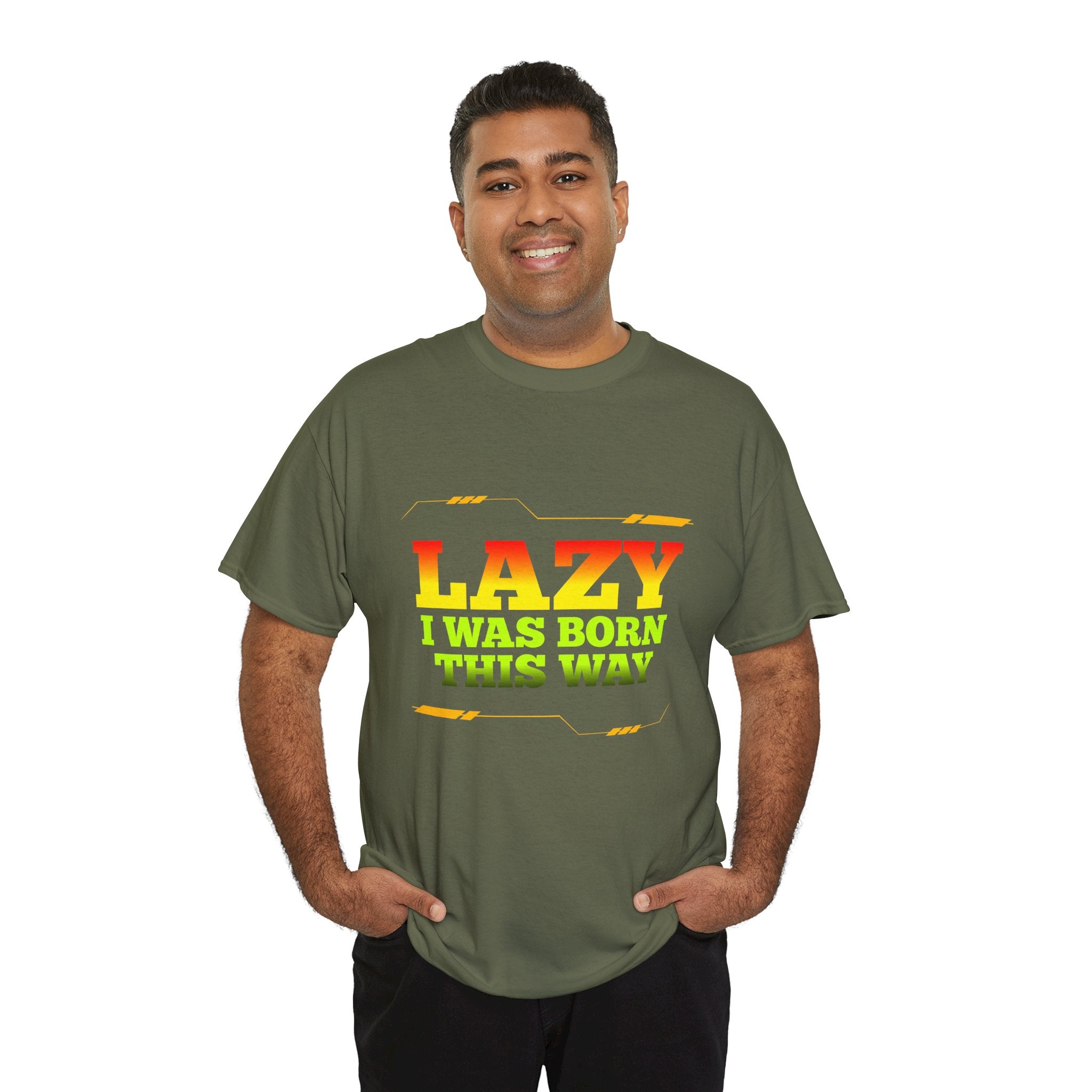 Lazy I Was Born This Way Tee — Funny Retro Graphic T-Shirt