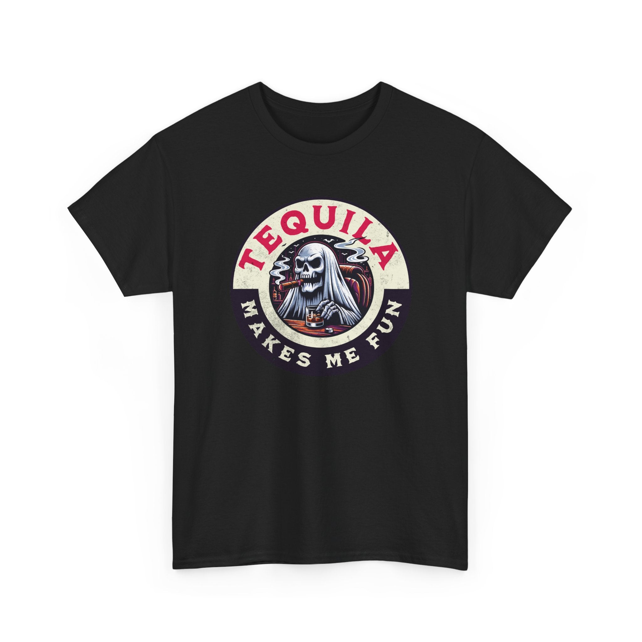 Tequila Makes Me Fun T-Shirt – Funny Party Graphic Tee with Skull &amp; Bottle Design