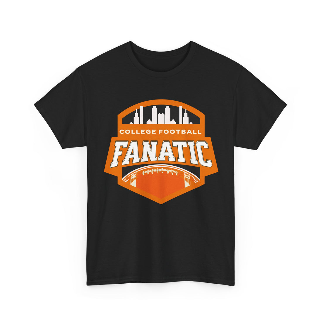 College Football Fanatic T-Shirt — Retro Orange Football Badge Tee