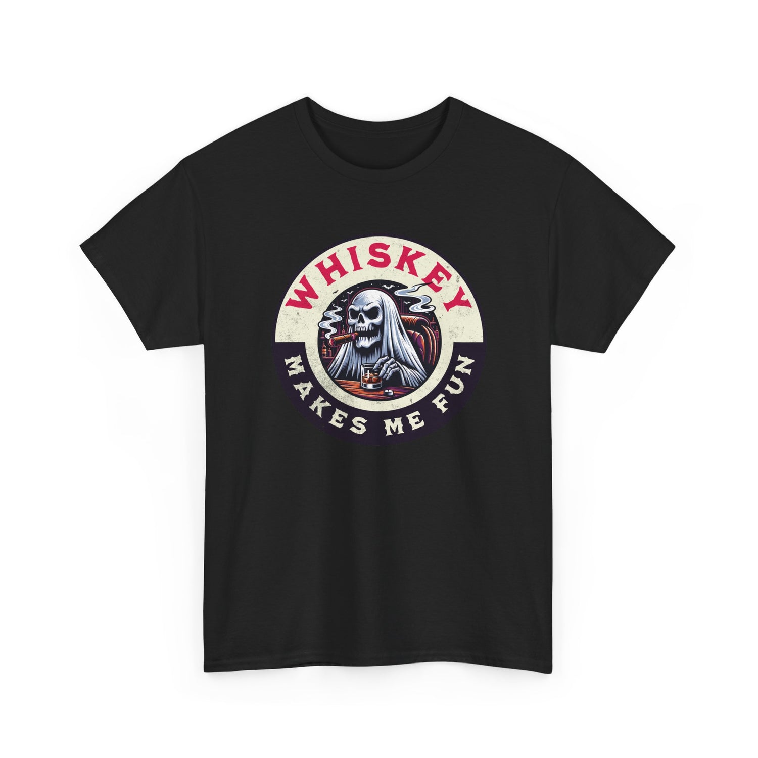 Whiskey Makes Me Fun T-Shirt — Vintage Skull Whiskey Graphic Tee