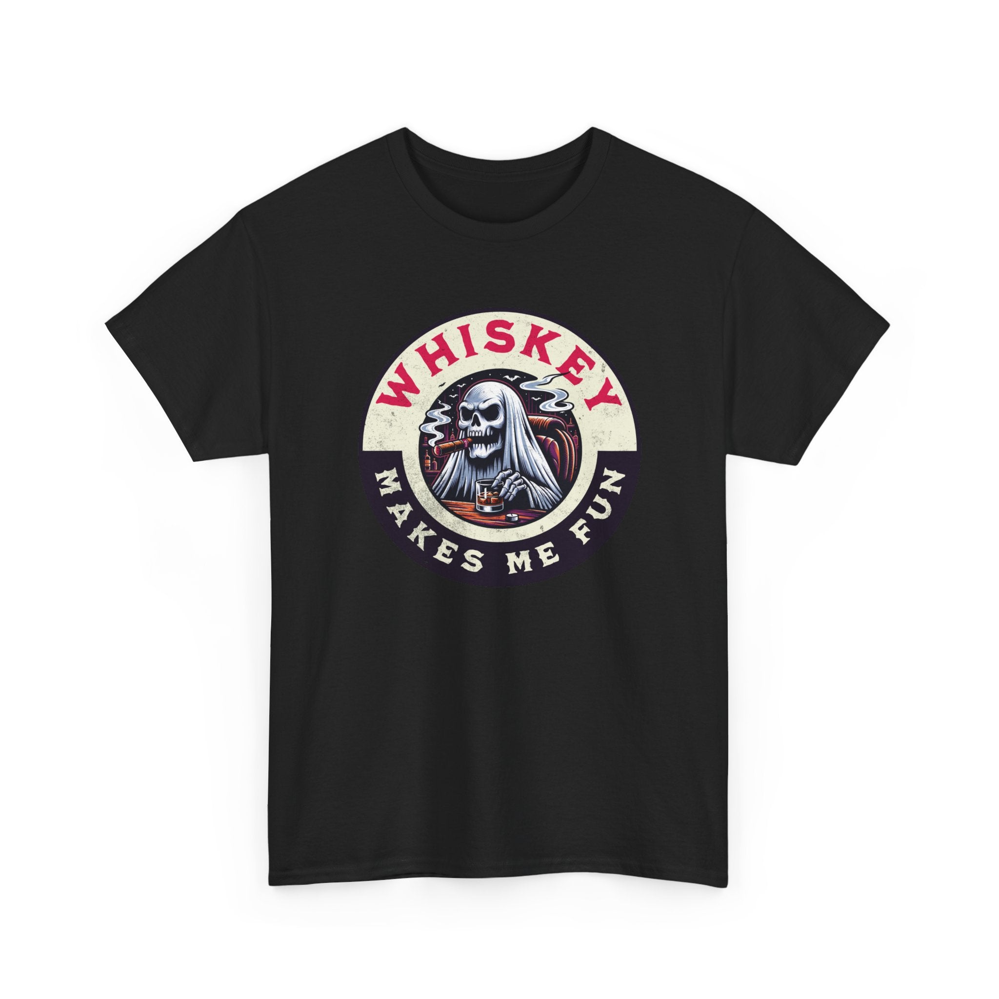 Whiskey Makes Me Fun T-Shirt — Vintage Skull Whiskey Graphic Tee