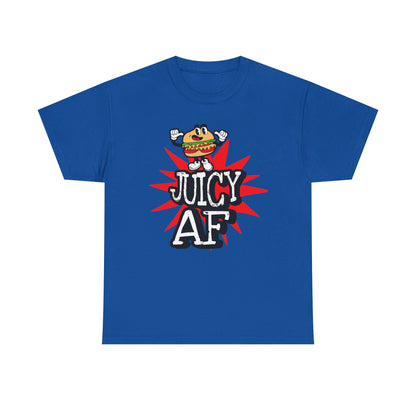 Juicy AF T-Shirt — Retro Cartoon Burger Graphic Tee