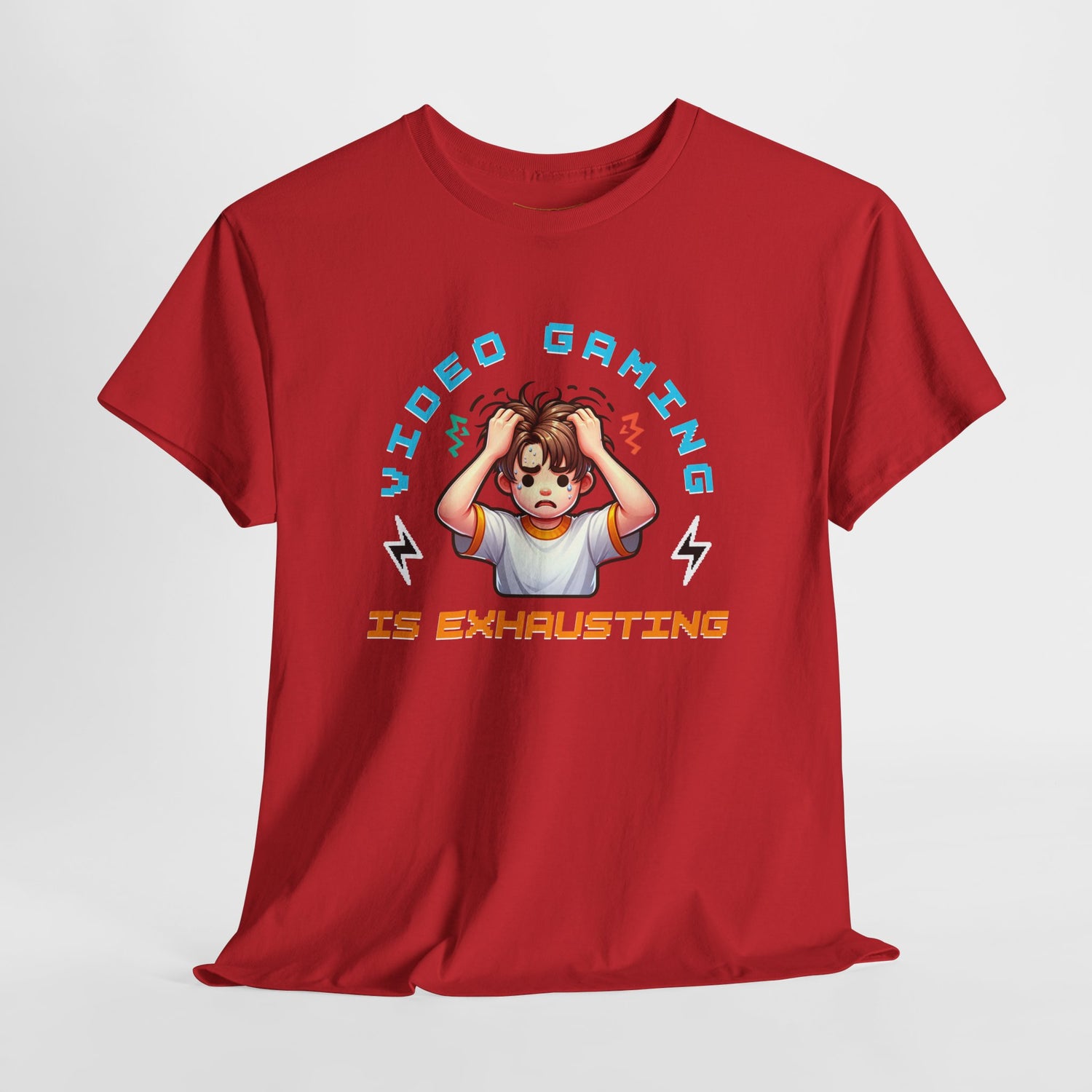 Gaming T‑Shirt — "Video Gaming Is Exhausting" Cute Anime Gamer Tee