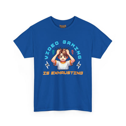 Gaming T‑Shirt — "Video Gaming Is Exhausting" Cute Anime Gamer Tee