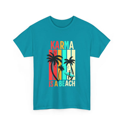Karma Is A Beach T-Shirt – Vintage Palm Tree Surf Graphic Tee