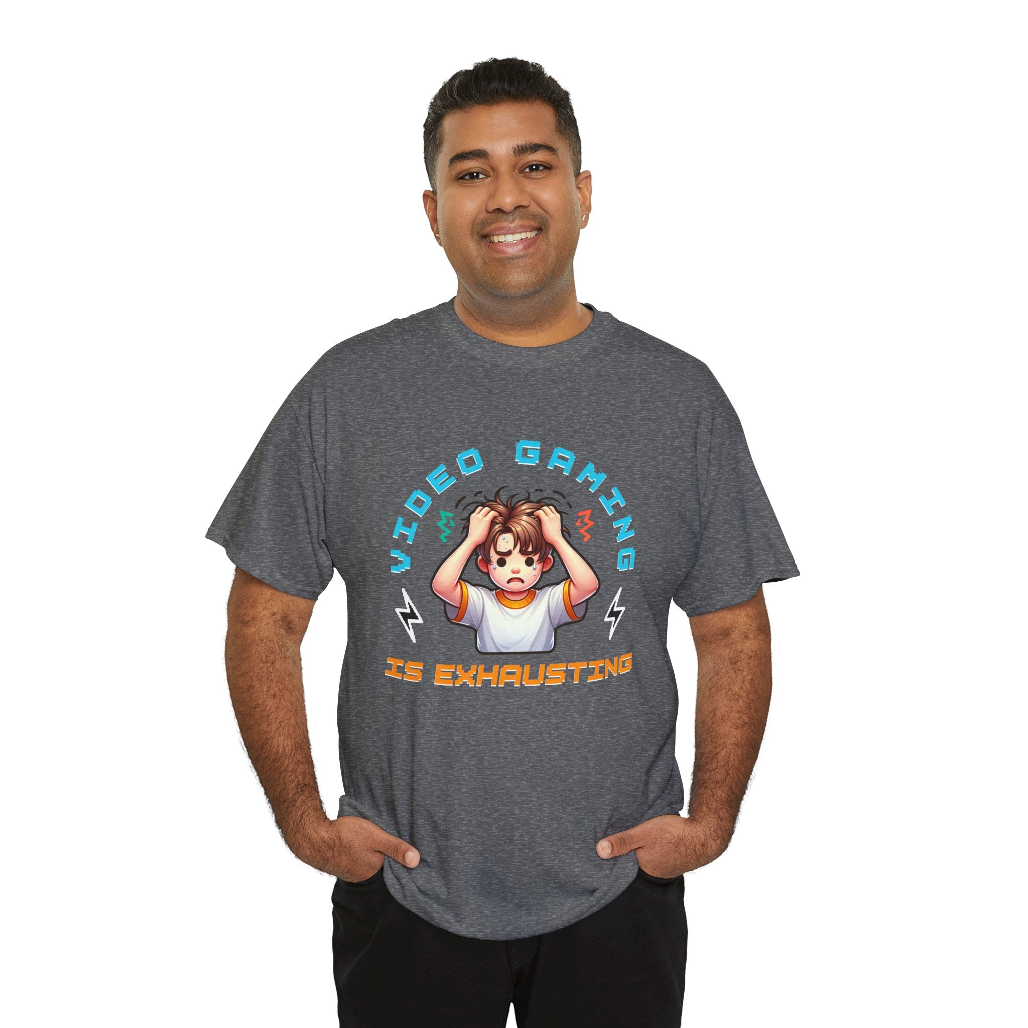Gaming T‑Shirt — "Video Gaming Is Exhausting" Cute Anime Gamer Tee