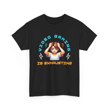 Gaming T‑Shirt — "Video Gaming Is Exhausting" Cute Anime Gamer Tee