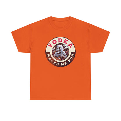 Vodka Makes Me Fun T-Shirt - Retro Skull Drinking Graphic Tee