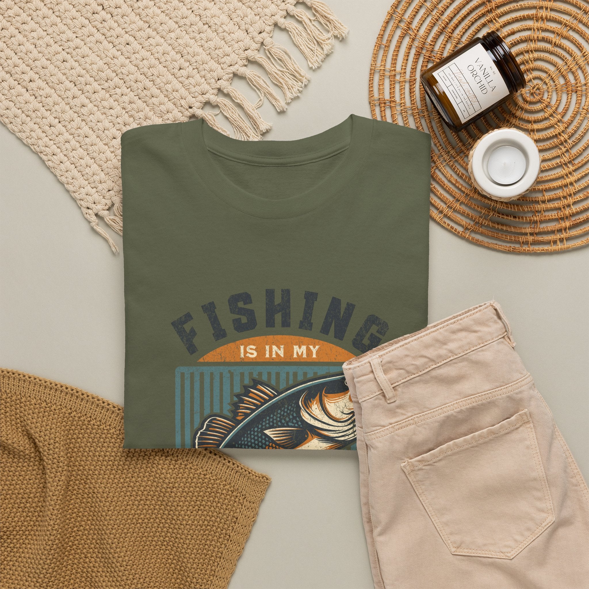 Fishing Is My Blood T-Shirt — Retro Bass Graphic Tee for Anglers