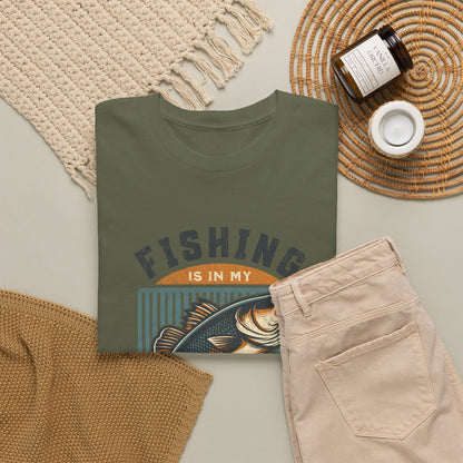 Fishing Is My Blood T-Shirt — Retro Bass Graphic Tee for Anglers