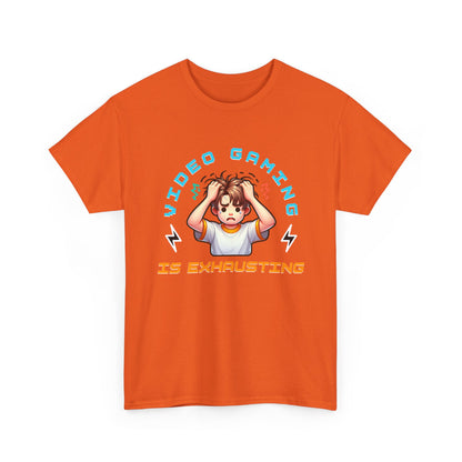 Gaming T‑Shirt — "Video Gaming Is Exhausting" Cute Anime Gamer Tee