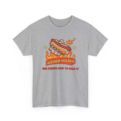 Funny Hot Dog T-Shirt — Weiner Holder Adult-Themed Tee