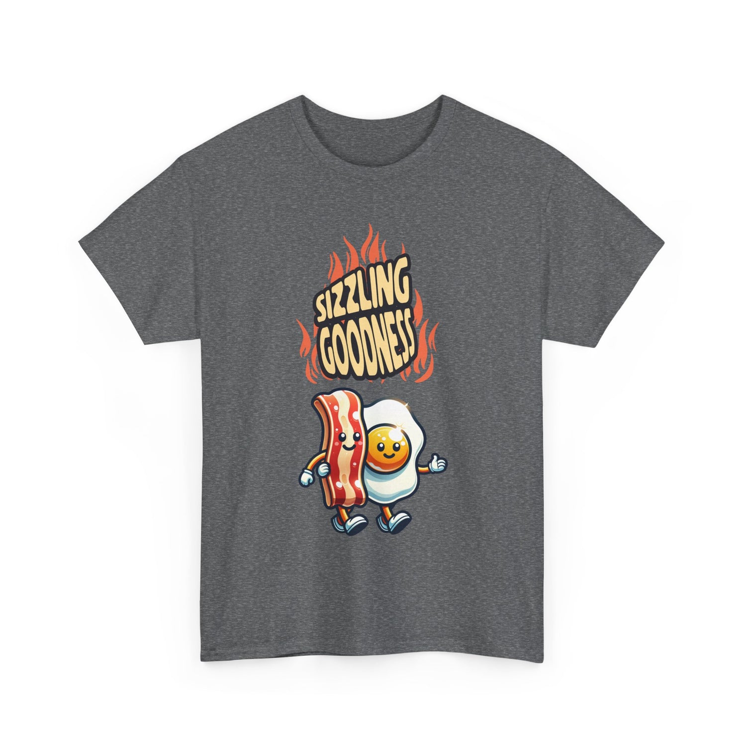 Sizzling Goodness Breakfast T-Shirt — Bacon &amp; Egg Cartoon Tee