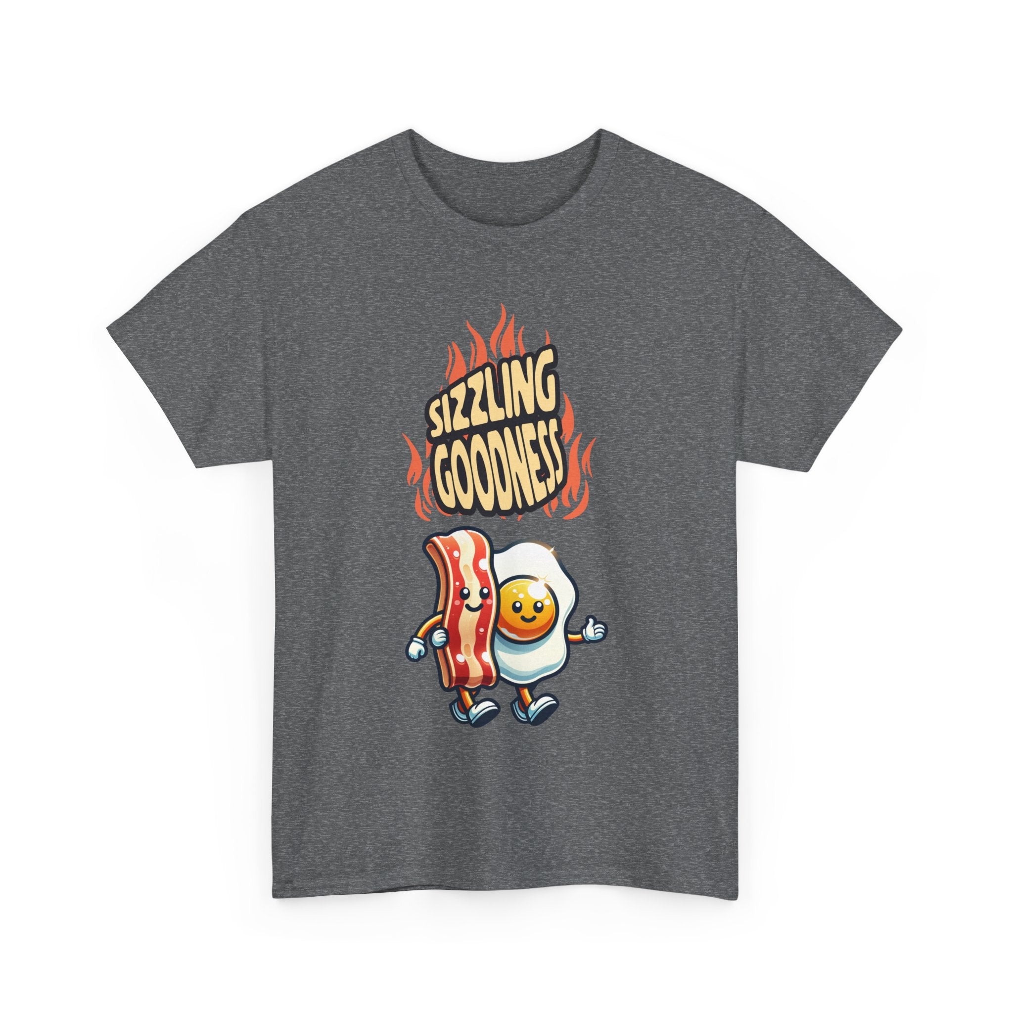 Sizzling Goodness Breakfast T-Shirt — Bacon &amp; Egg Cartoon Tee