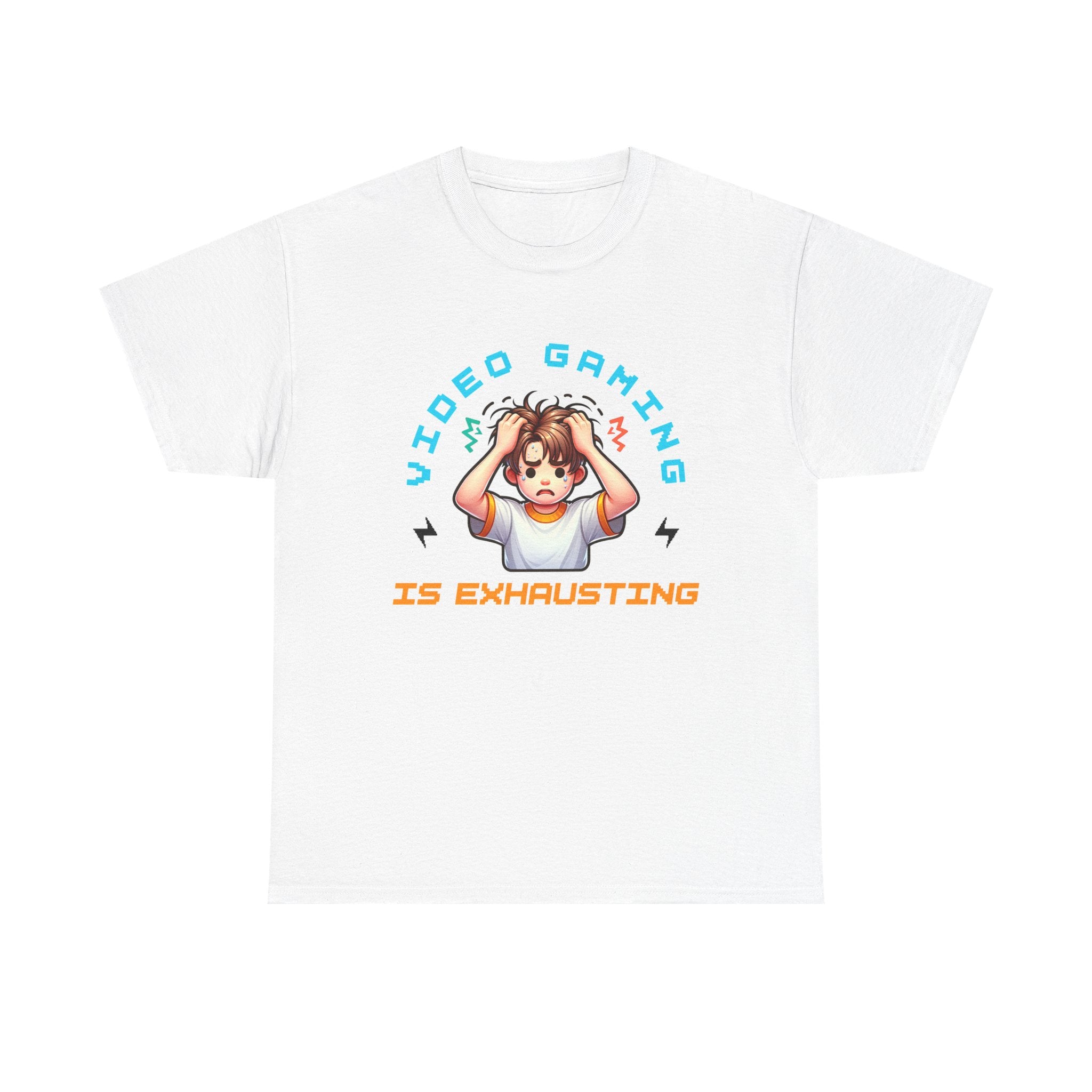 Gaming T‑Shirt — "Video Gaming Is Exhausting" Cute Anime Gamer Tee
