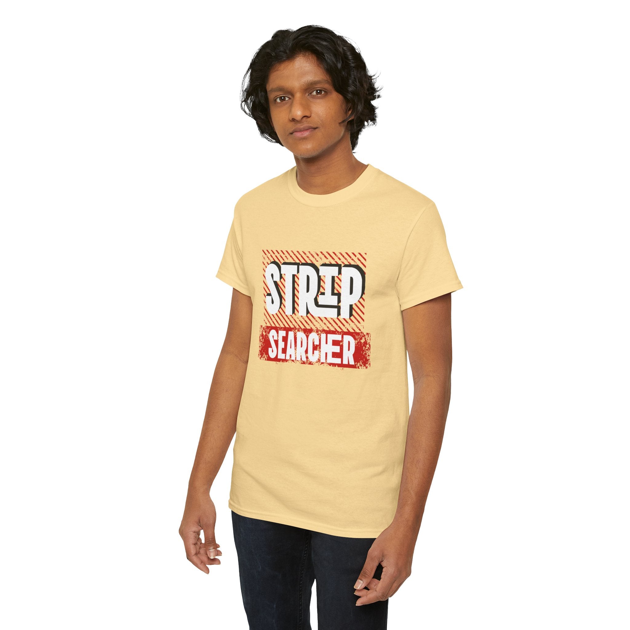 Step Searcher Graphic Tee — Vintage Red Stamped Design