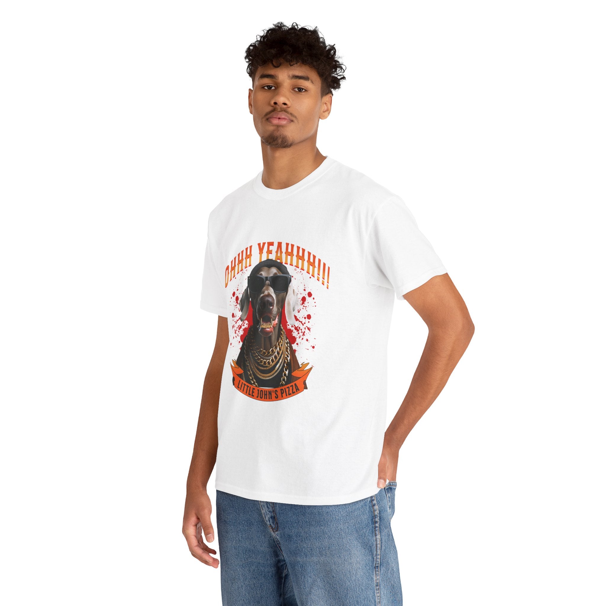 Little Johns Pizza Lover Unisex Tee, Ohhh Yeahhh Graphic Tee, Funny Dog T-Shirt, Food Lover Gift, Unisex Cotton Shirt