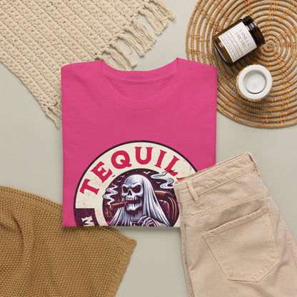 Tequila Makes Me Fun T-Shirt – Funny Party Graphic Tee with Skull &amp; Bottle Design