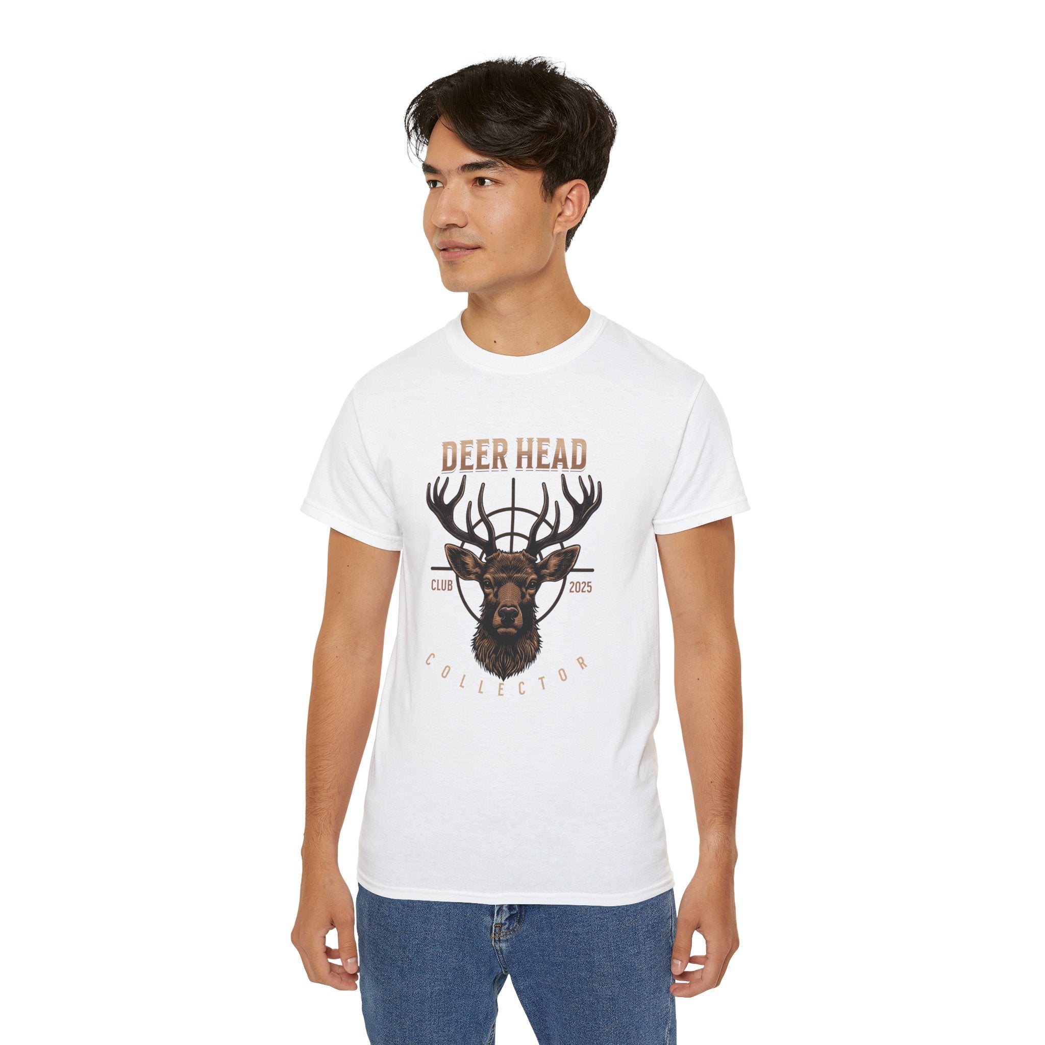 Deer Head Collector Cotton Hunting Tee - White
