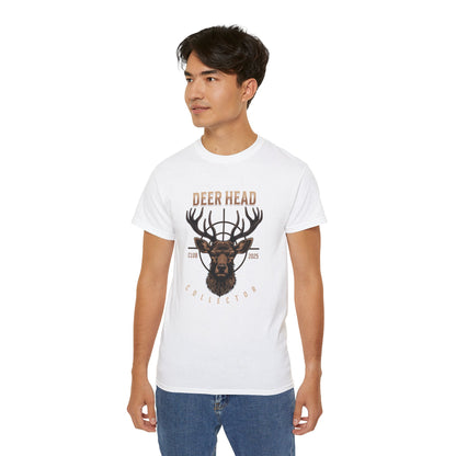 Deer Head Collector Cotton Hunting Tee - White