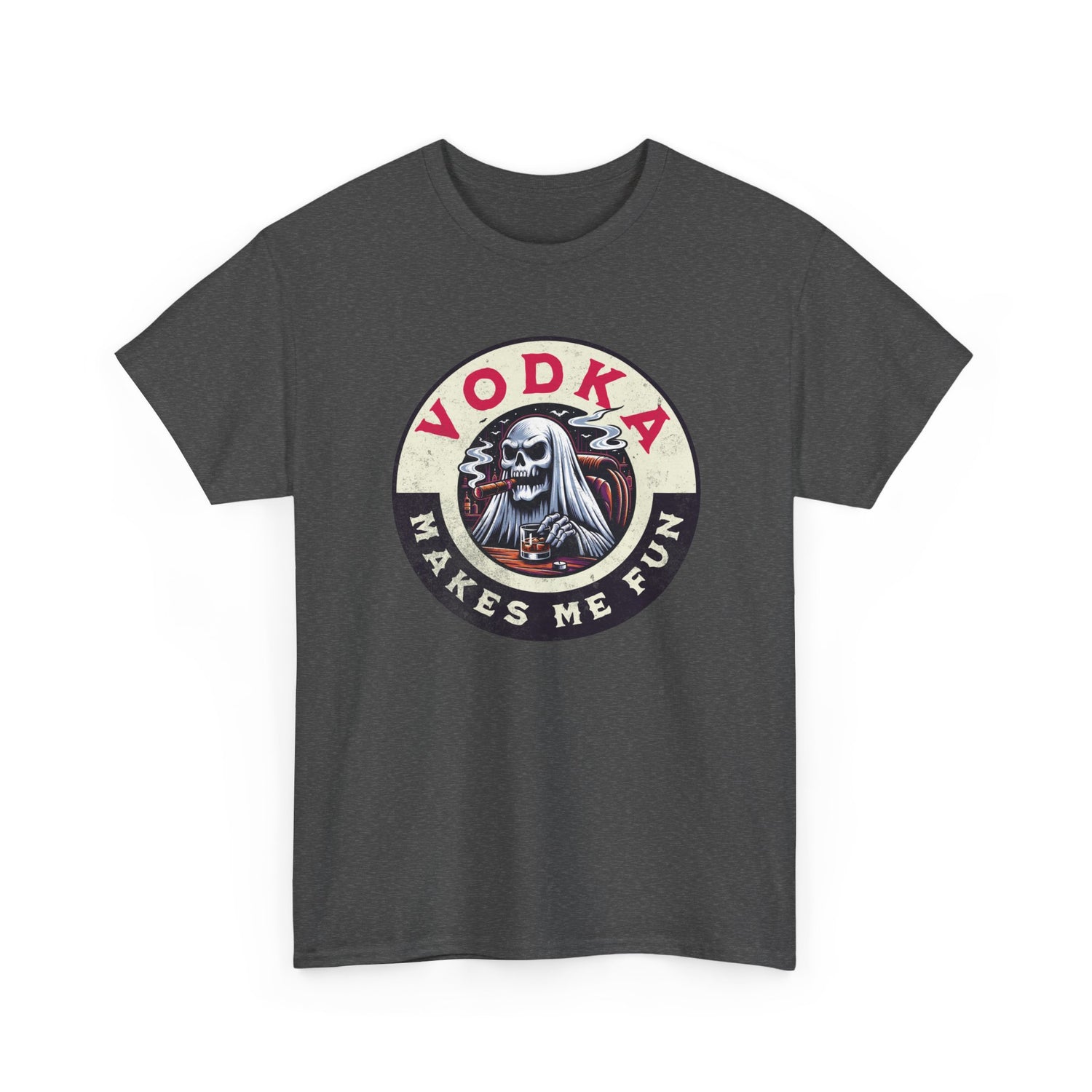 Vodka Makes Me Fun T-Shirt - Retro Skull Drinking Graphic Tee