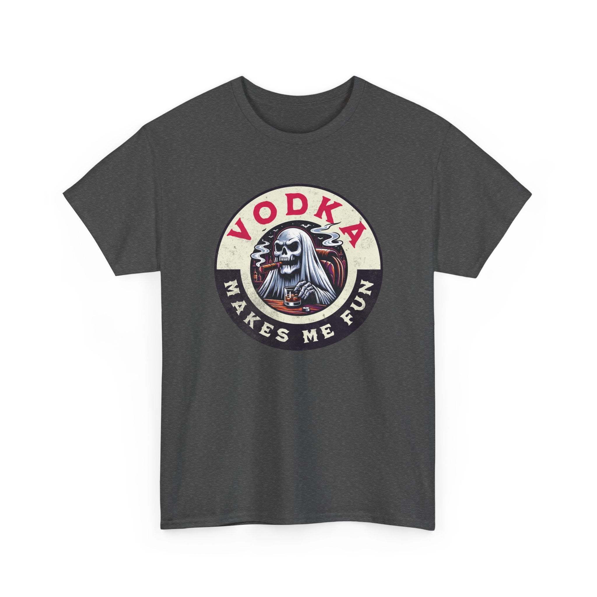 Vodka Makes Me Fun T-Shirt - Retro Skull Drinking Graphic Tee