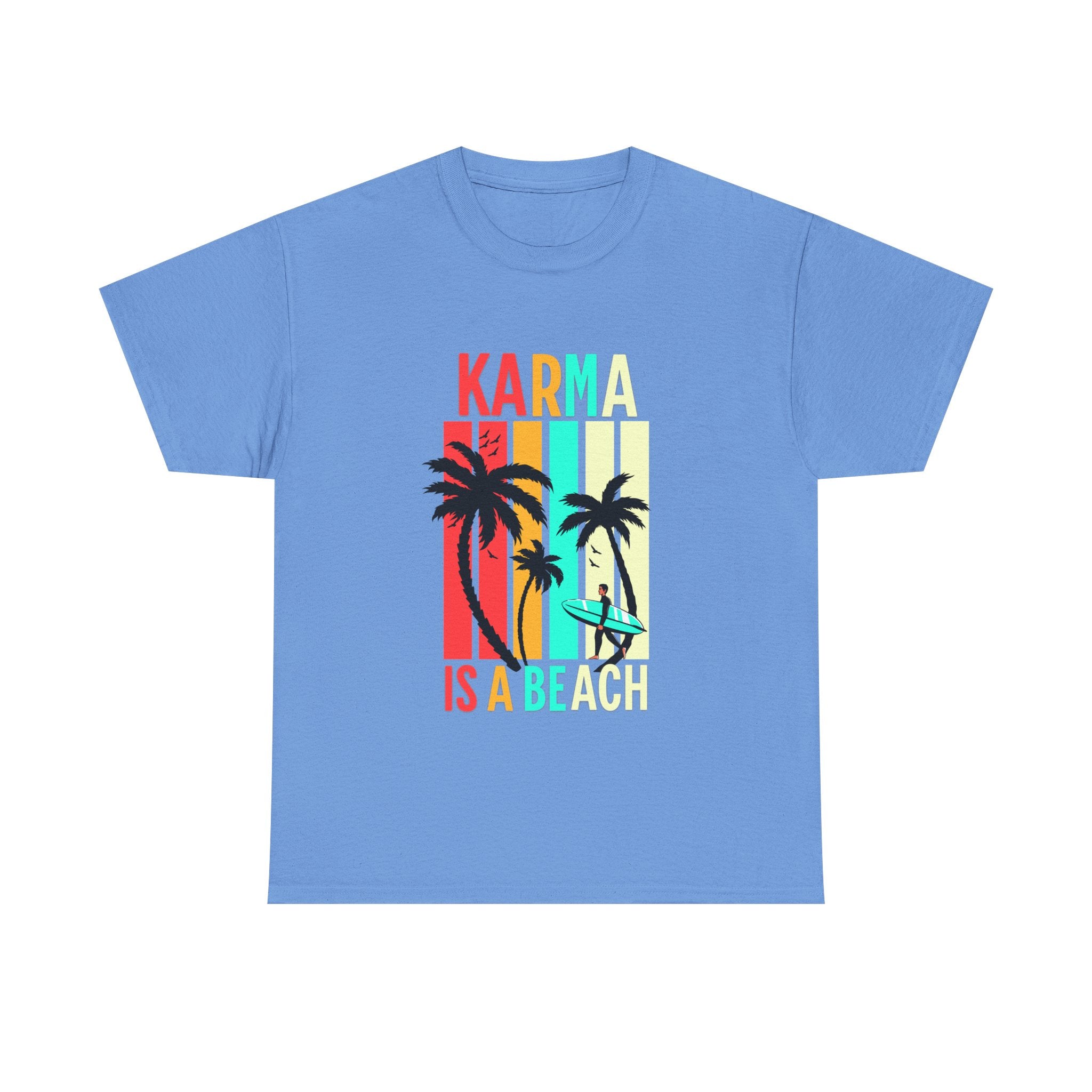 Karma Is A Beach T-Shirt – Vintage Palm Tree Surf Graphic Tee