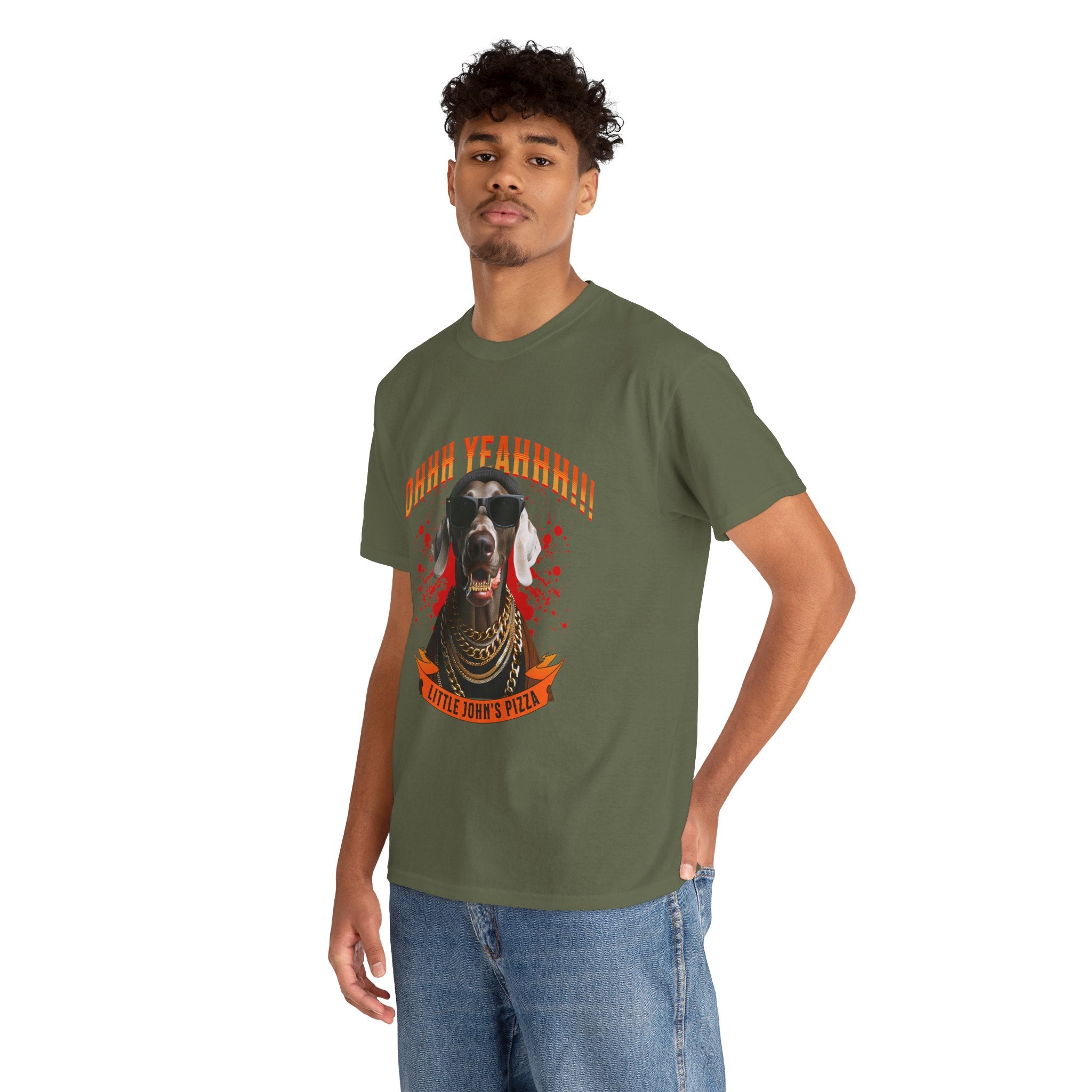 Little Johns Pizza Lover Unisex Tee, Ohhh Yeahhh Graphic Tee, Funny Dog T-Shirt, Food Lover Gift, Unisex Cotton Shirt